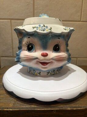 Vintage 1950's Lefton Miss Priss Kitten Cat Cookie Jar (Chips) #7871